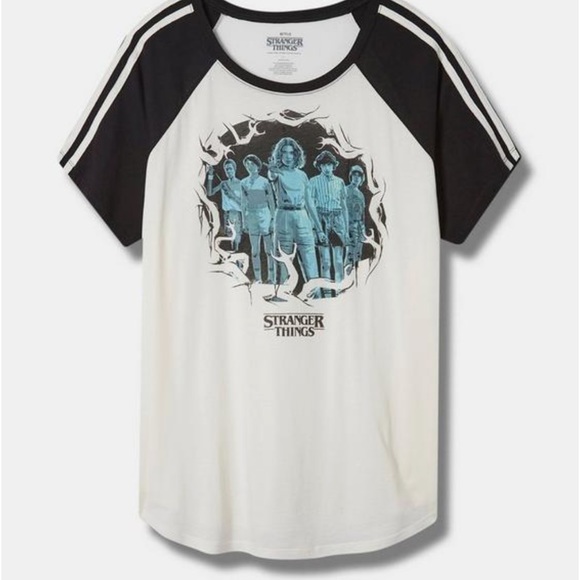 Stranger Things Classic Fit Crew Neck Striped Raglan Top - Picture 2 of 3